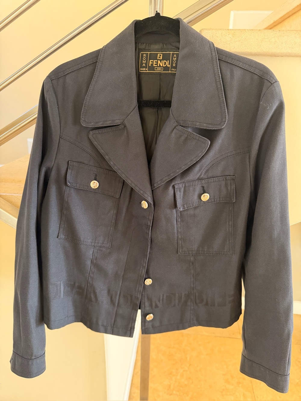 Fendi black Button-Front Utility Jacket - Picture 1 of 14